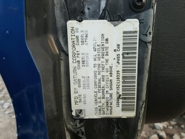 1G8AN12FX5Z118339 - 2005 SATURN ION LEVEL BLUE photo 10