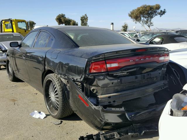 2B3CL3CGXBH608848 - 2011 DODGE CHARGER BLACK photo 3