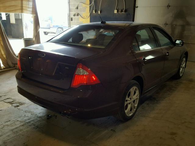 3FAHP0HA7CR162083 - 2012 FORD FUSION SE MAROON photo 4