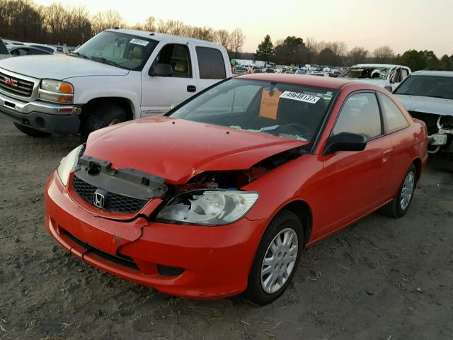 1HGEM22595L029616 - 2005 HONDA CIVIC LX RED photo 2