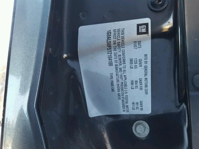 1G8AL58F57Z184188 - 2007 SATURN ION LEVEL GRAY photo 10