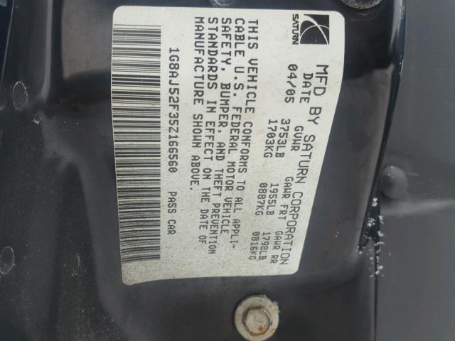 1G8AJ52F35Z166560 - 2005 SATURN ION LEVEL BLUE photo 10