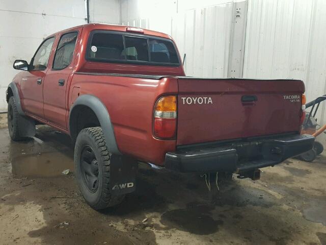 5TEHN72N42Z094148 - 2002 TOYOTA TACOMA DOU MAROON photo 3