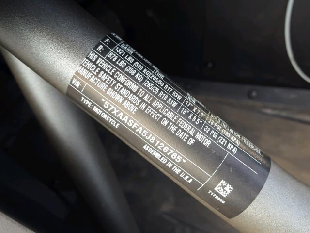 57XAASFA5J8126765 - 2018 POLARIS SLINGSHOT BLACK photo 10