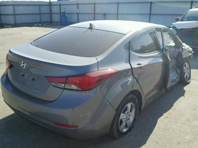 5NPDH4AE4EH460168 - 2014 HYUNDAI ELANTRA SE GRAY photo 4