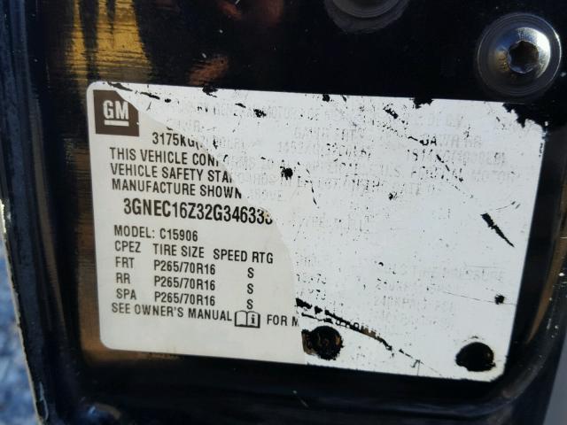 3GNEC16Z32G346333 - 2002 CHEVROLET SUBURBAN C BLACK photo 10