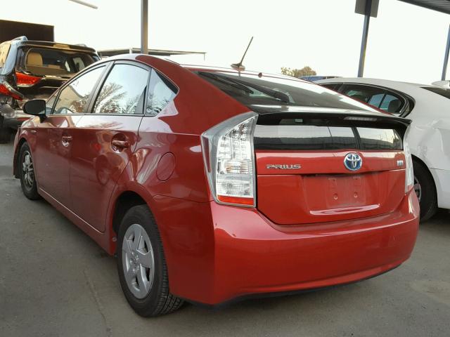 JTDKN3DU7A0113423 - 2010 TOYOTA PRIUS RED photo 3