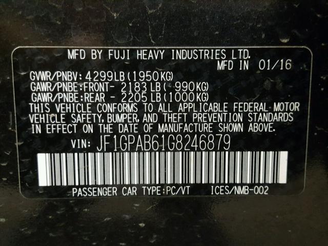 JF1GPAB61G8246879 - 2016 SUBARU IMPREZA PR GRAY photo 10