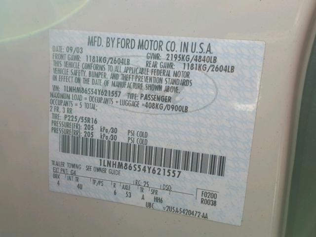 1LNHM86S54Y621557 - 2004 LINCOLN LS 灰色 照片 10