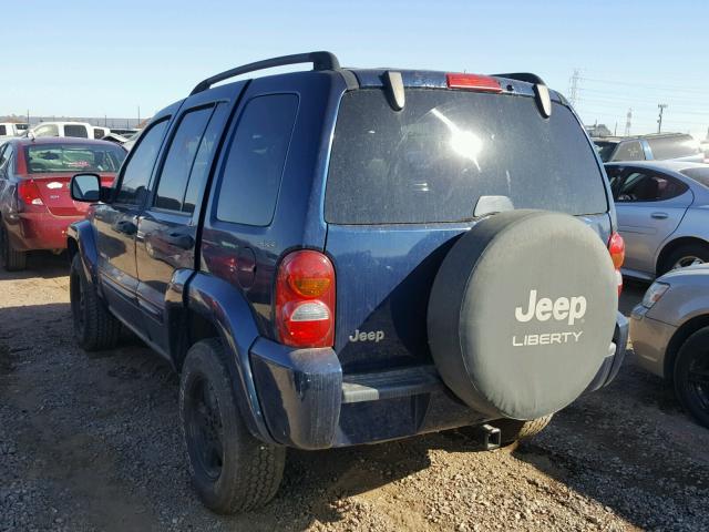 1J8GL58K02W214892 - 2002 JEEP LIBERTY LI BLUE photo 3