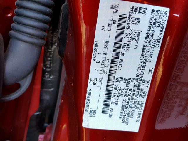 1FADP3FE2GL210521 - 2016 FORD FOCUS SE RED photo 10