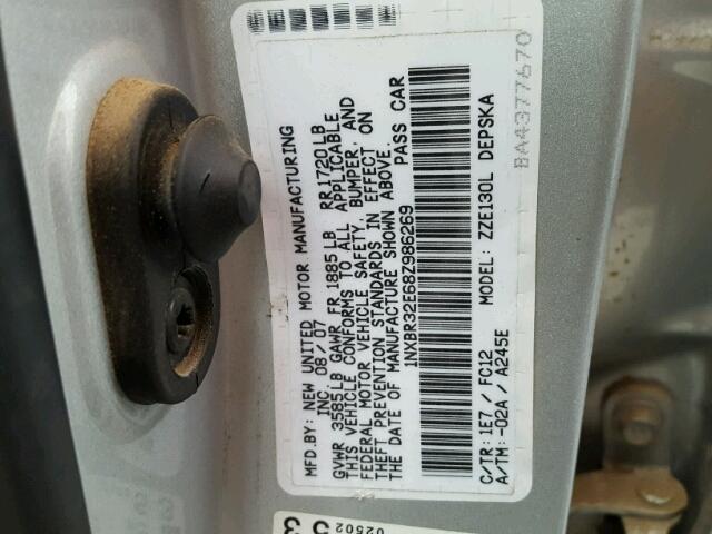 1NXBR32E68Z986269 - 2008 TOYOTA COROLLA CE SILVER photo 10