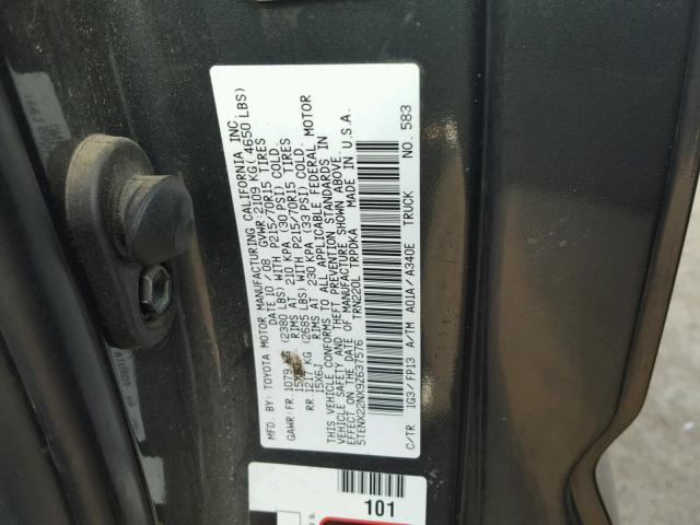 5TENX22NX9Z637576 - 2009 TOYOTA TACOMA GRAY photo 10