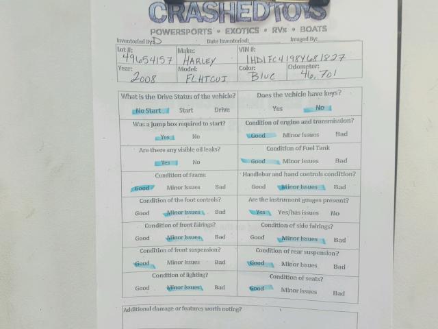 1HD1FC4198Y681827 - 2008 HARLEY-DAVIDSON FLHTCUI TWO TONE photo 20