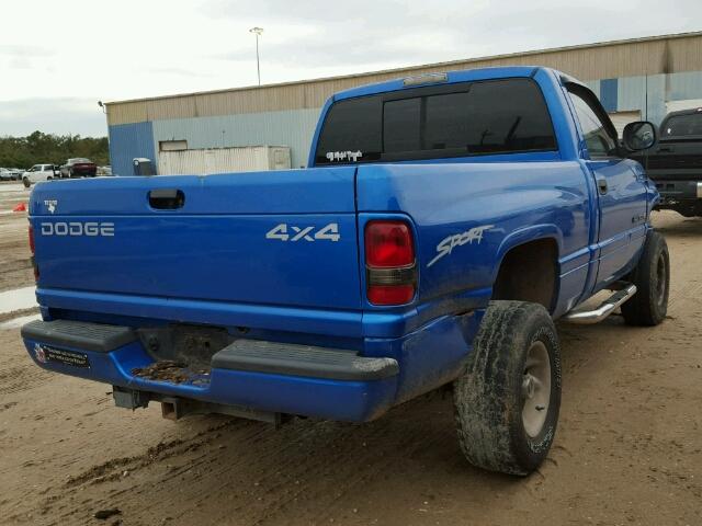 1B7HF16Z1WS718201 - 1998 DODGE RAM 1500 BLUE photo 4