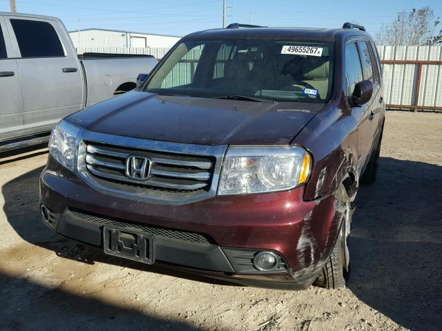 5FNYF3H55EB015718 - 2014 HONDA PILOT EXL BURGUNDY photo 2