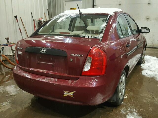 KMHCM46C09U314002 - 2009 HYUNDAI ACCENT GLS MAROON photo 4