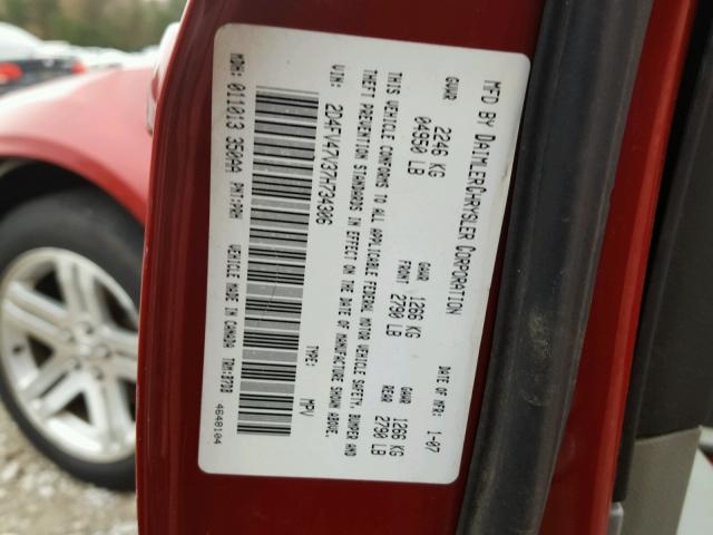 2D4FV47V37H734306 - 2007 DODGE MAGNUM SXT RED photo 10