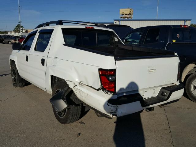 5FPYK1F75EB011311 - 2014 HONDA RIDGELINE WHITE photo 3