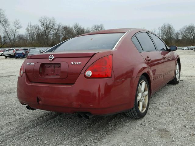 1N4BA41E64C803087 - 2004 NISSAN MAXIMA SE RED photo 4