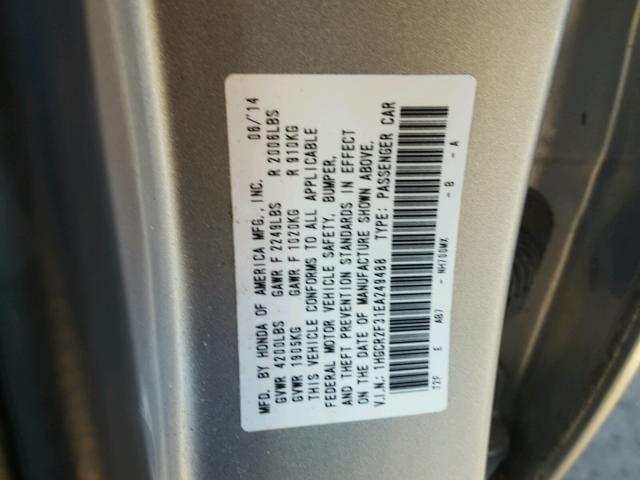 1HGCR2F31EA249488 - 2014 HONDA ACCORD LX SILVER photo 10