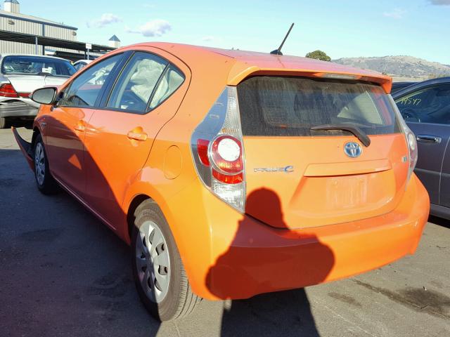 JTDKDTB30C1030054 - 2012 TOYOTA PRIUS C ORANGE photo 3