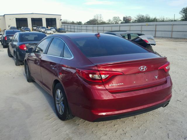 5NPE24AF3FH223512 - 2015 HYUNDAI SONATA SE RED photo 3