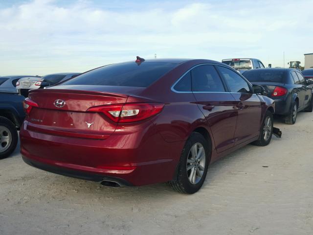 5NPE24AF3FH223512 - 2015 HYUNDAI SONATA SE RED photo 4