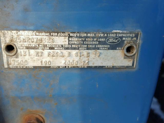 F25HRC78326 - 1968 FORD ECONO E150 BLUE photo 10