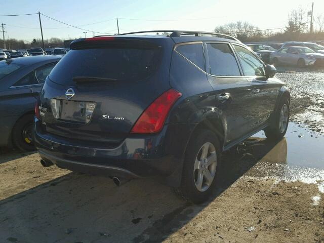 JN8AZ08W35W416362 - 2005 NISSAN MURANO SL BLUE photo 4