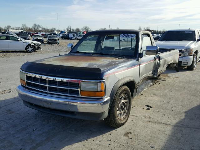 1B7GL26XXNS545236 - 1992 DODGE DAKOTA BLUE photo 2