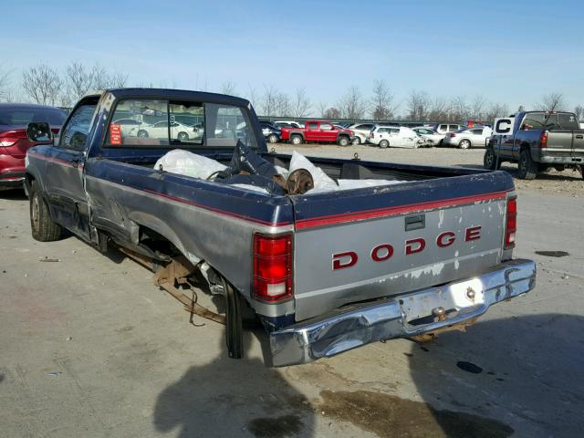 1B7GL26XXNS545236 - 1992 DODGE DAKOTA BLUE photo 3