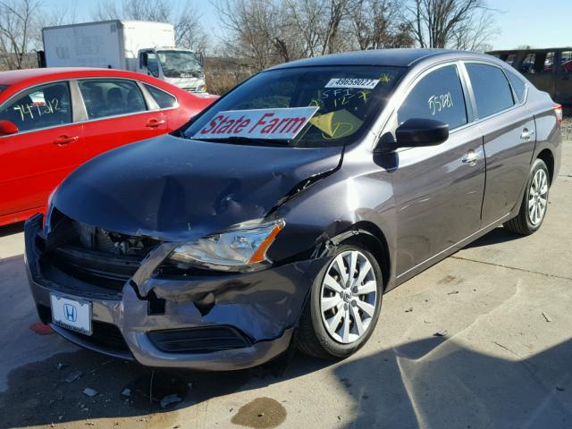 3N1AB7AP5EL660597 - 2014 NISSAN SENTRA S GRAY photo 2