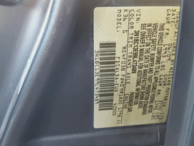 3N1BC13E99L473489 - 2009 NISSAN VERSA S GRAY photo 10