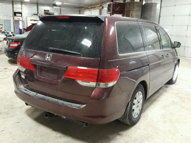 5FNRL38248B019654 - 2008 HONDA ODYSSEY LX BURGUNDY photo 4