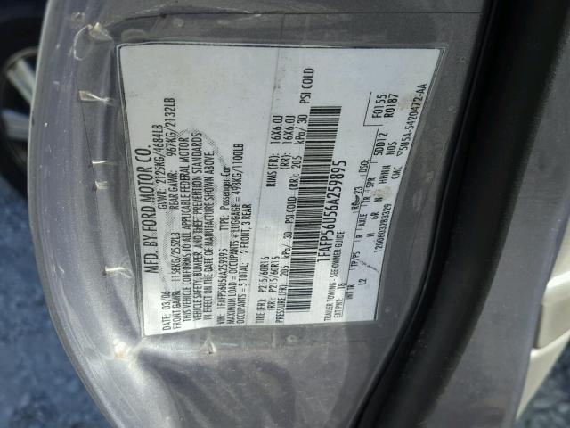 1FAFP56U56A259895 - 2006 FORD TAURUS SEL GRAY photo 10