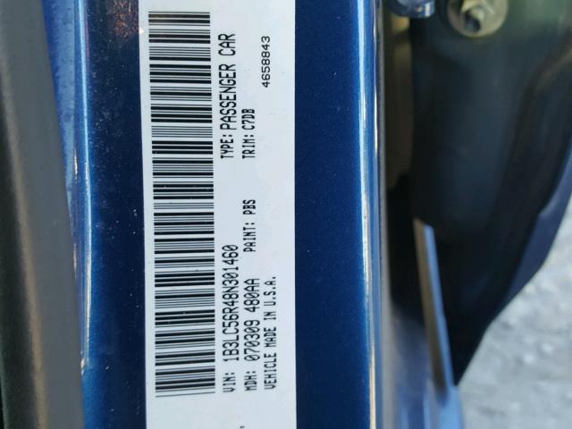 1B3LC56R48N301460 - 2008 DODGE AVENGER SX BLUE photo 10