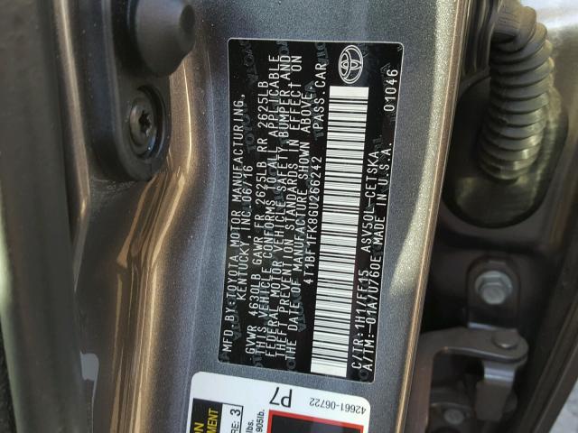 4T1BF1FK8GU266242 - 2016 TOYOTA CAMRY LE CHARCOAL photo 10