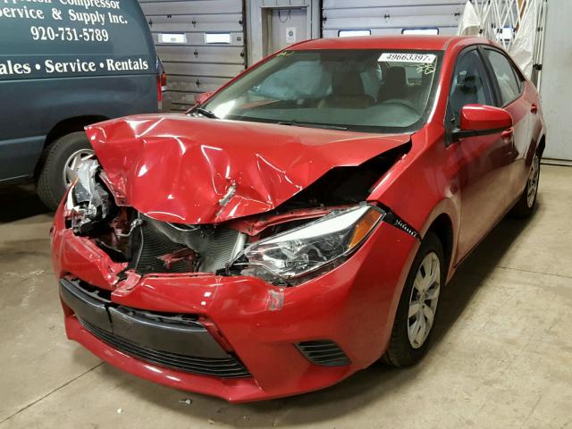 5YFBURHE6GP508233 - 2016 TOYOTA COROLLA L RED photo 2