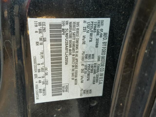 5LMFU28A8YLJ42056 - 2000 LINCOLN NAVIGATOR Қара фото 10