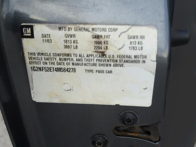 1G2NF52E74M584278 - 2004 PONTIAC GRAND AM S 绿色 照片 10