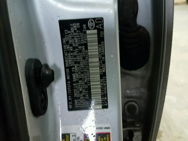 2T1BURHE2EC038408 - 2014 TOYOTA COROLLA L SILVER photo 10