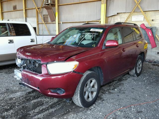 JTEDS41A082038527 - 2008 TOYOTA HIGHLANDER MAROON photo 2