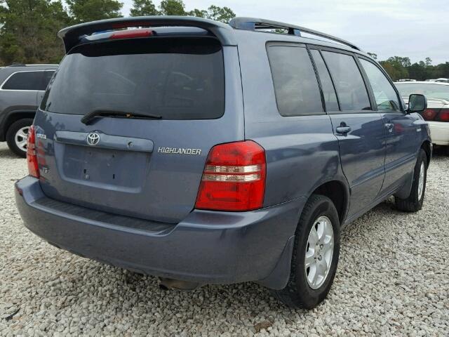 JTEGF21A330091863 - 2003 TOYOTA HIGHLANDER TEAL photo 4