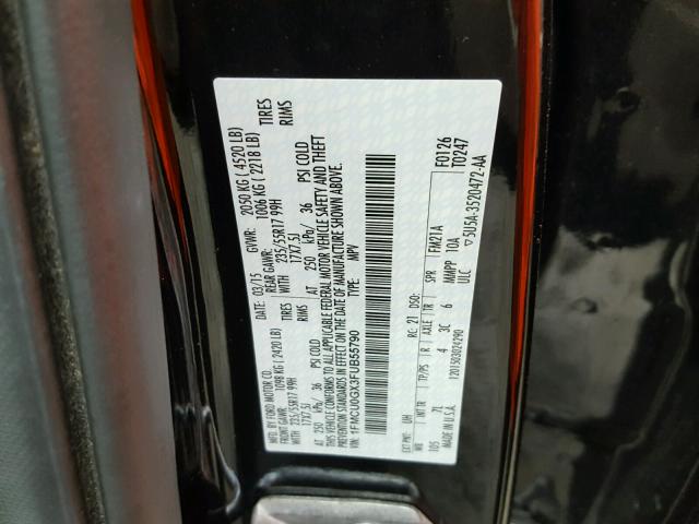 1FMCU0GX3FUB55790 - 2015 FORD ESCAPE SE BLACK photo 10