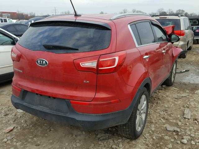 KNDPCCA27B7080043 - 2011 KIA SPORTAGE E RED photo 4