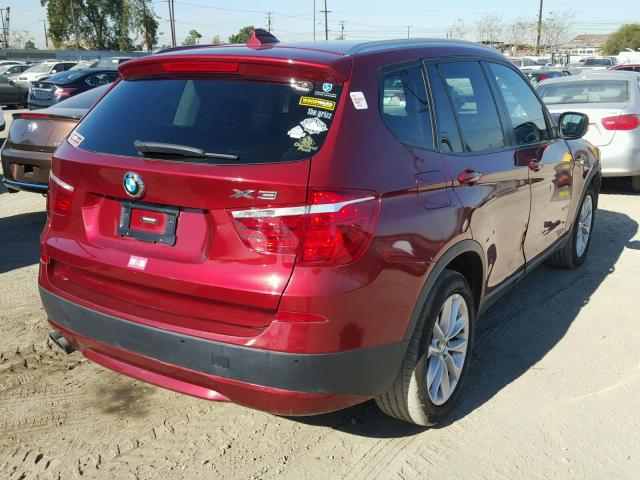 5UXWX9C54D0A08756 - 2013 BMW X3 XDRIVE2 RED photo 4