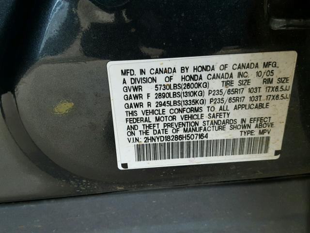 2HNYD18286H507164 - 2006 ACURA MDX GREEN photo 10