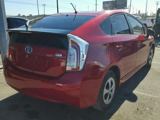 JTDKN3DU7D5698141 - 2013 TOYOTA PRIUS RED photo 4