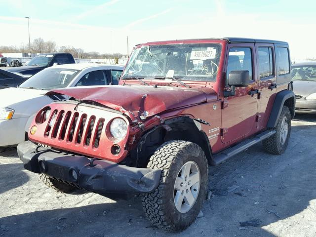 1C4BJWDG9DL599081 - 2013 JEEP WRANGLER U MAROON photo 2